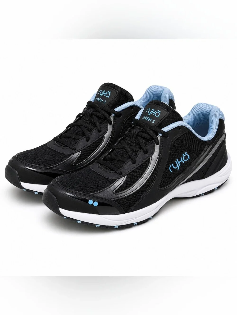 Ryka Dash 3 Women’s Size 7 Walking Athletic Sneakers Black Blue
